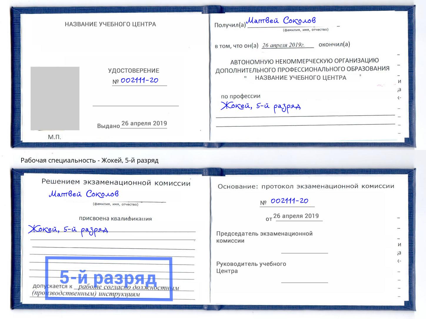 корочка 5-й разряд Жокей Тулун