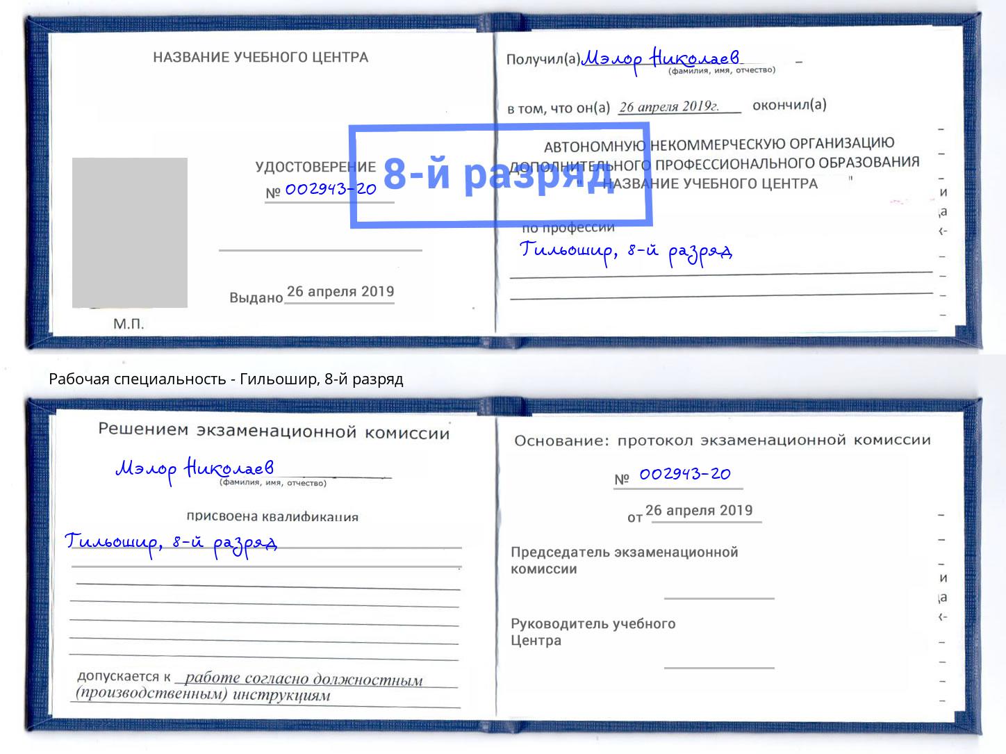 корочка 8-й разряд Гильошир Тулун
